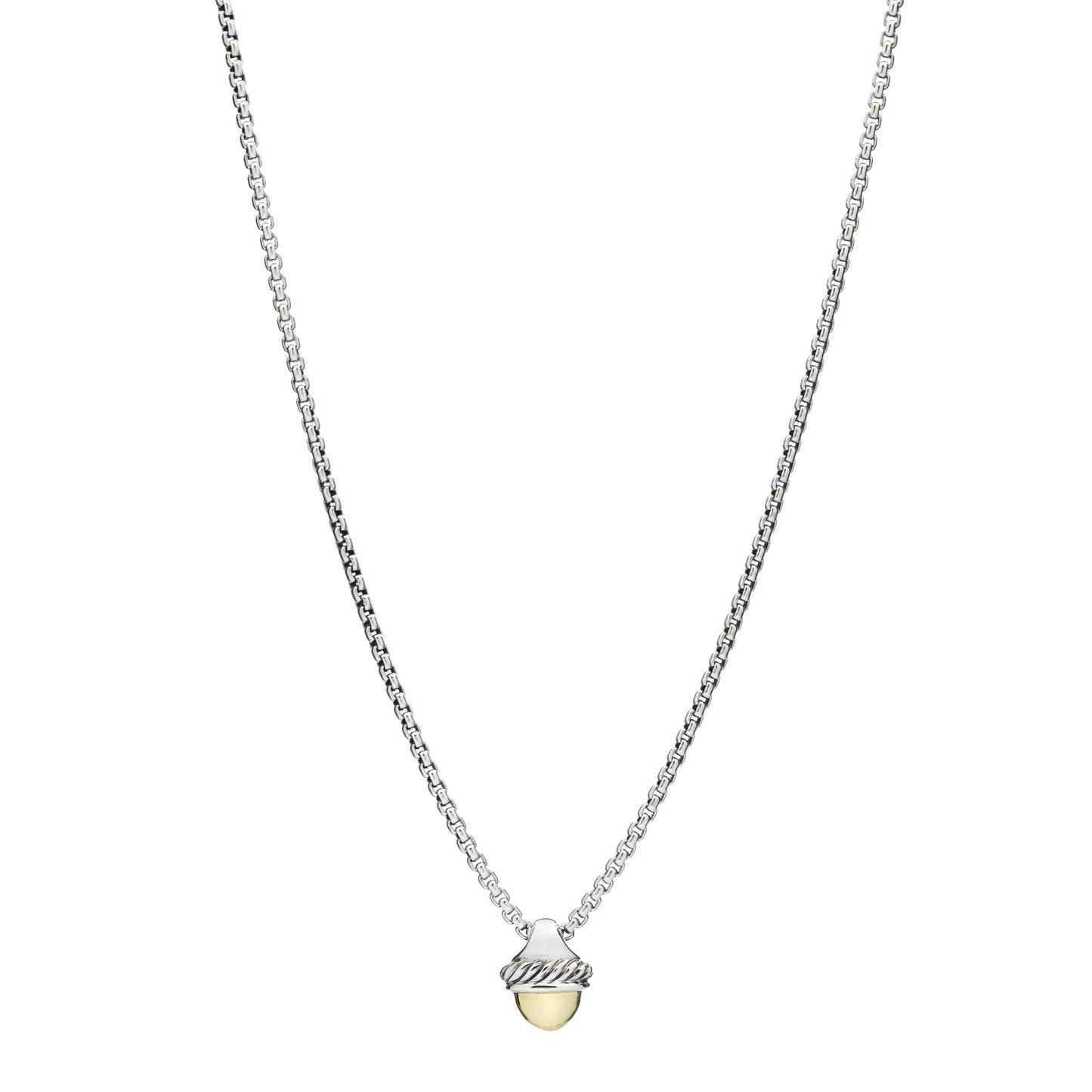 Sterling Silver 14K Yellow Gold Acorn Pendant Necklace