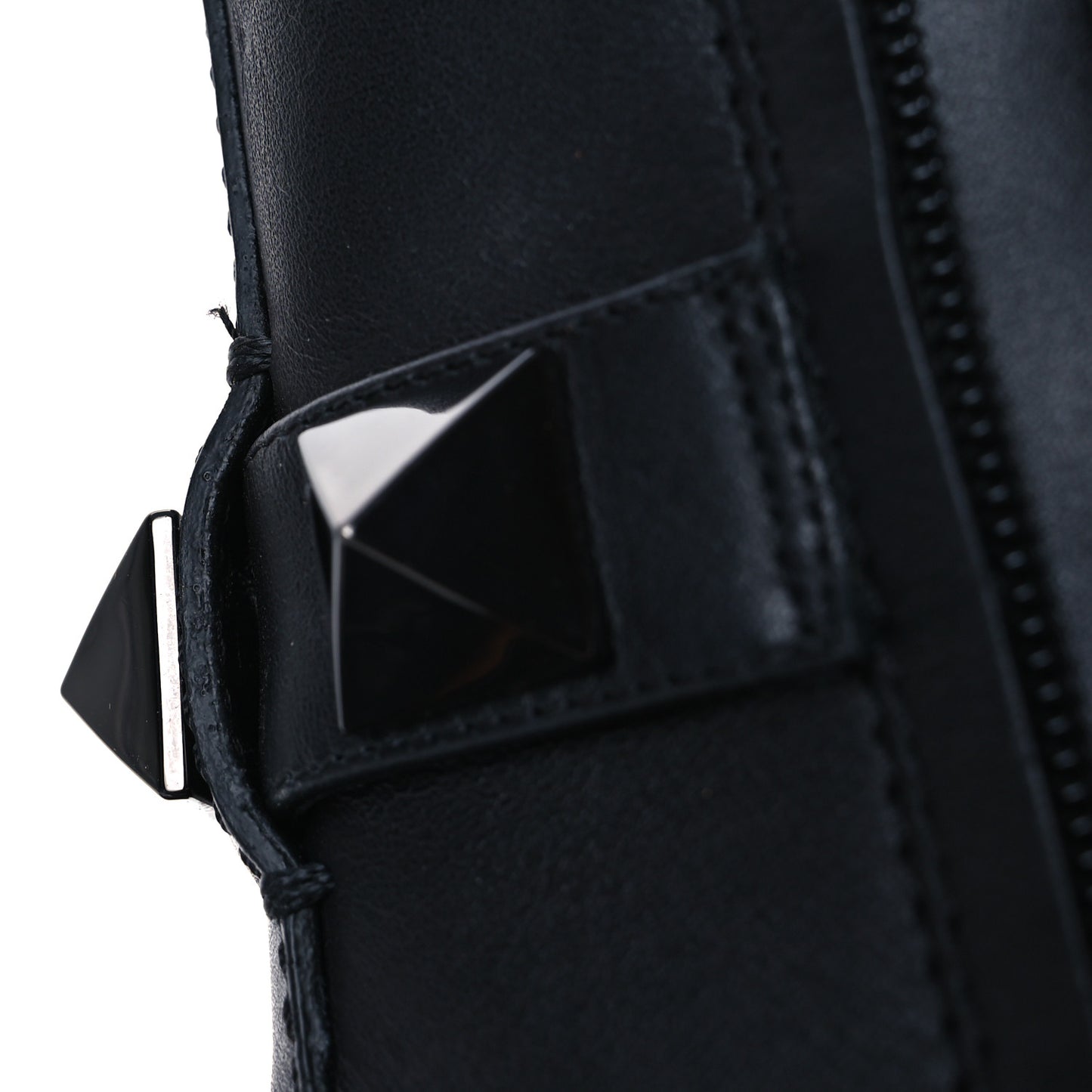 Calfskin Tonal Roman Stud Combat Boots 35.5 Black