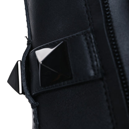 Valentino Garavani Calfskin Tonal Roman Stud Combat Boots 35.5 Black 11 of 14