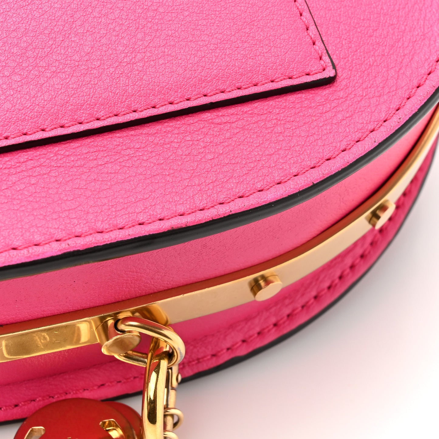 Calfskin Small Nile Bracelet Minaudiere Bag Fuchsia Rose