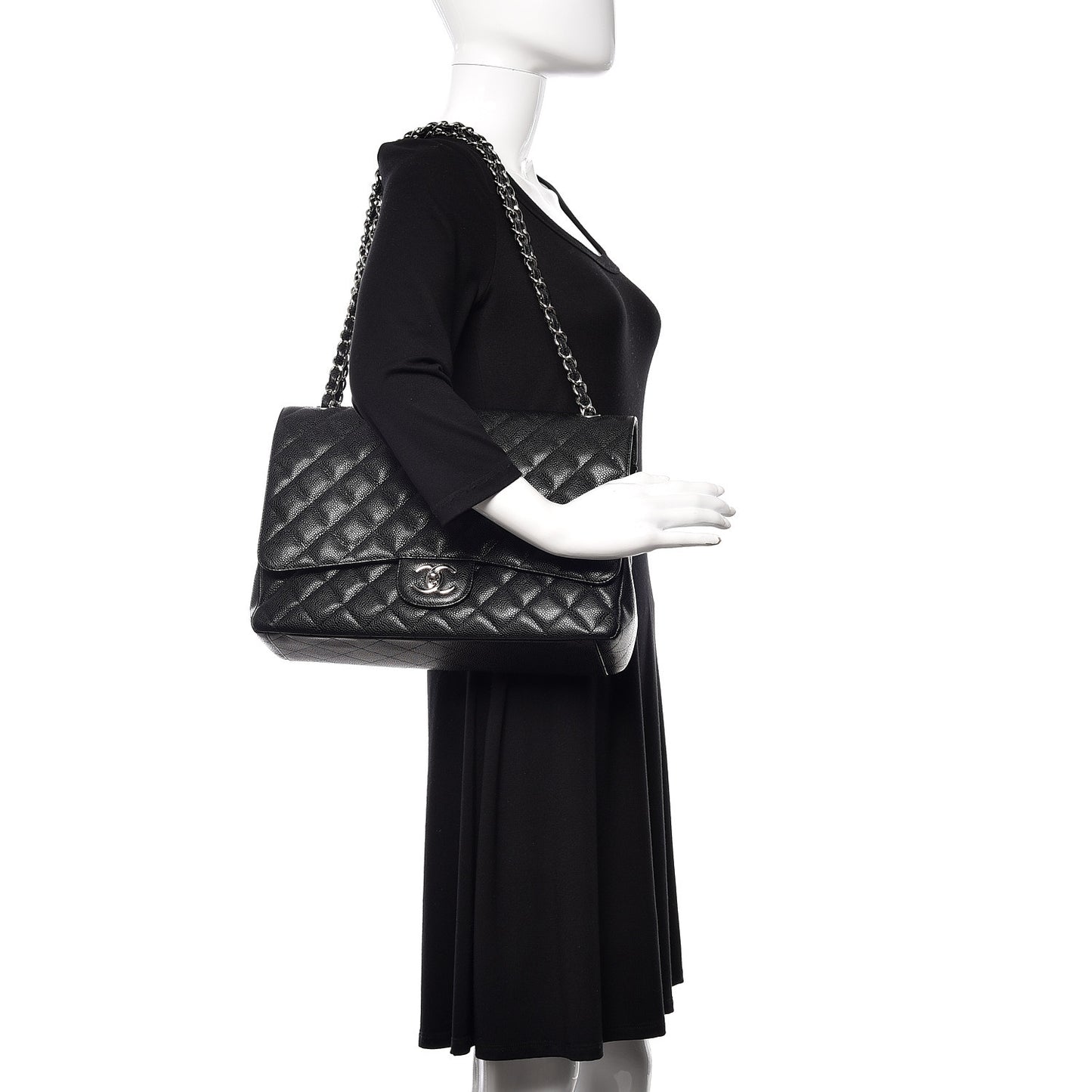 Caviar Quilted Maxi Double Flap Black