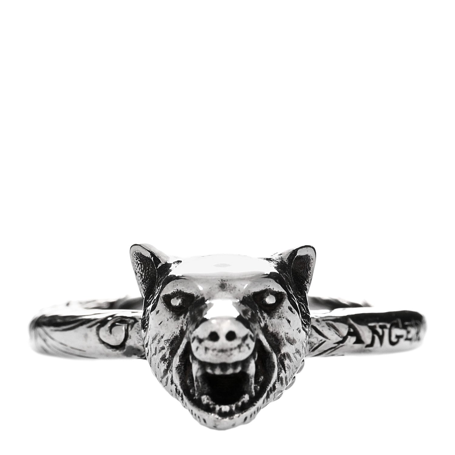 Gucci Sterling Silver Anger Forest Wolf Head Ring 59 8.75 2 of 4