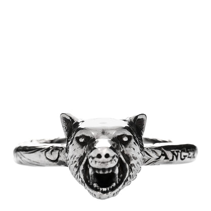 Gucci Sterling Silver Anger Forest Wolf Head Ring 59 8.75 2 of 4
