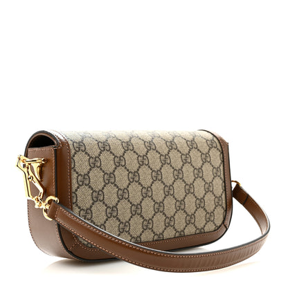 Gucci GG Supreme Monogram Small Horsebit 1955 Chain Shoulder Bag Beige Ebony Brown Sugar 3 of 11