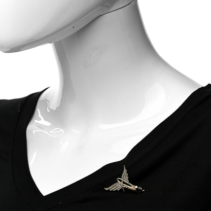 Chanel Crystal CC Heel Wing Brooch Gold Black 2 of 5