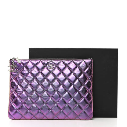 Chanel Iridescent Crumpled Calfskin CC Ripples Medium Cosmetic Case Purple 8 of 8