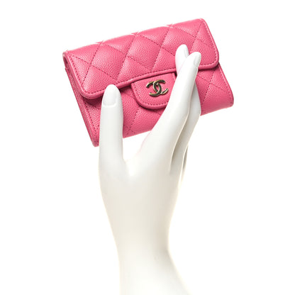 Chanel Caviar Quilted Flap Card Holder Wallet Pink 2 of 9