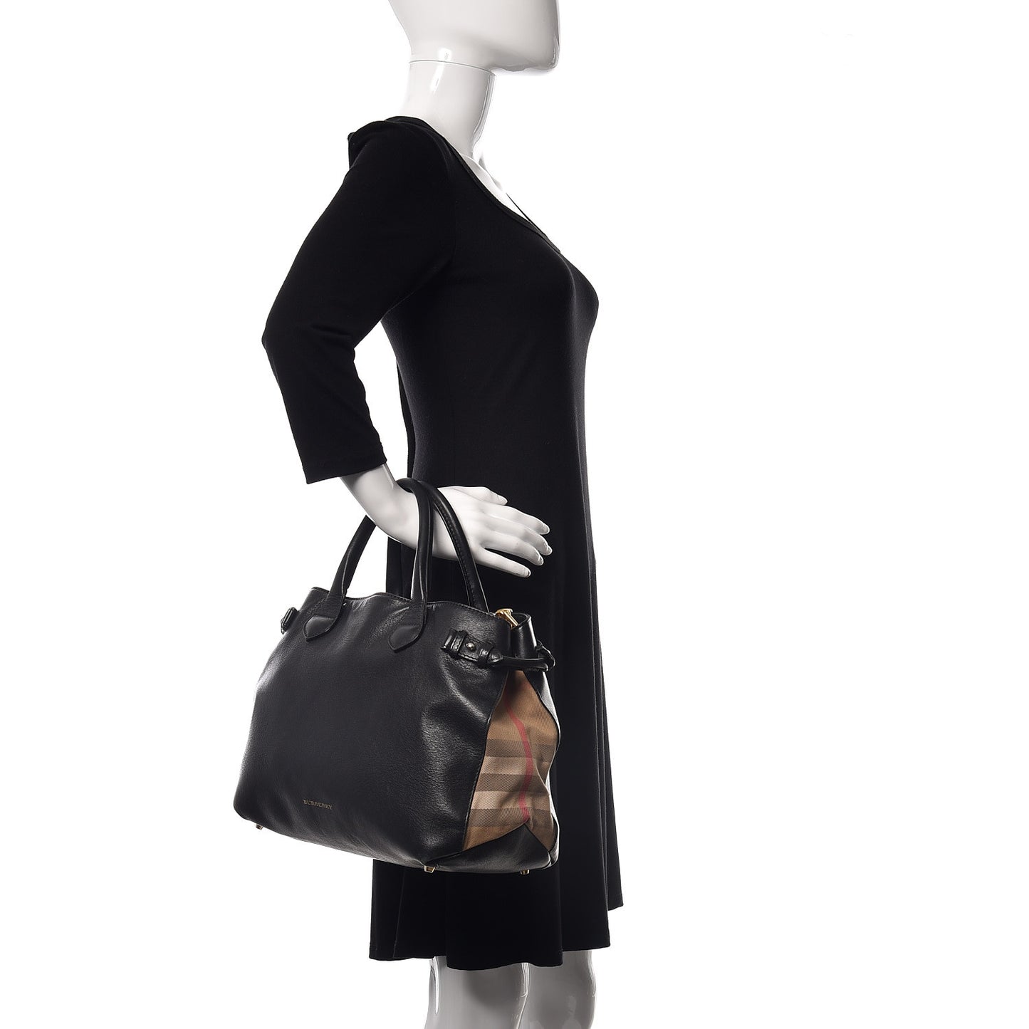 Smooth Calfskin Medium Banner Tote Black
