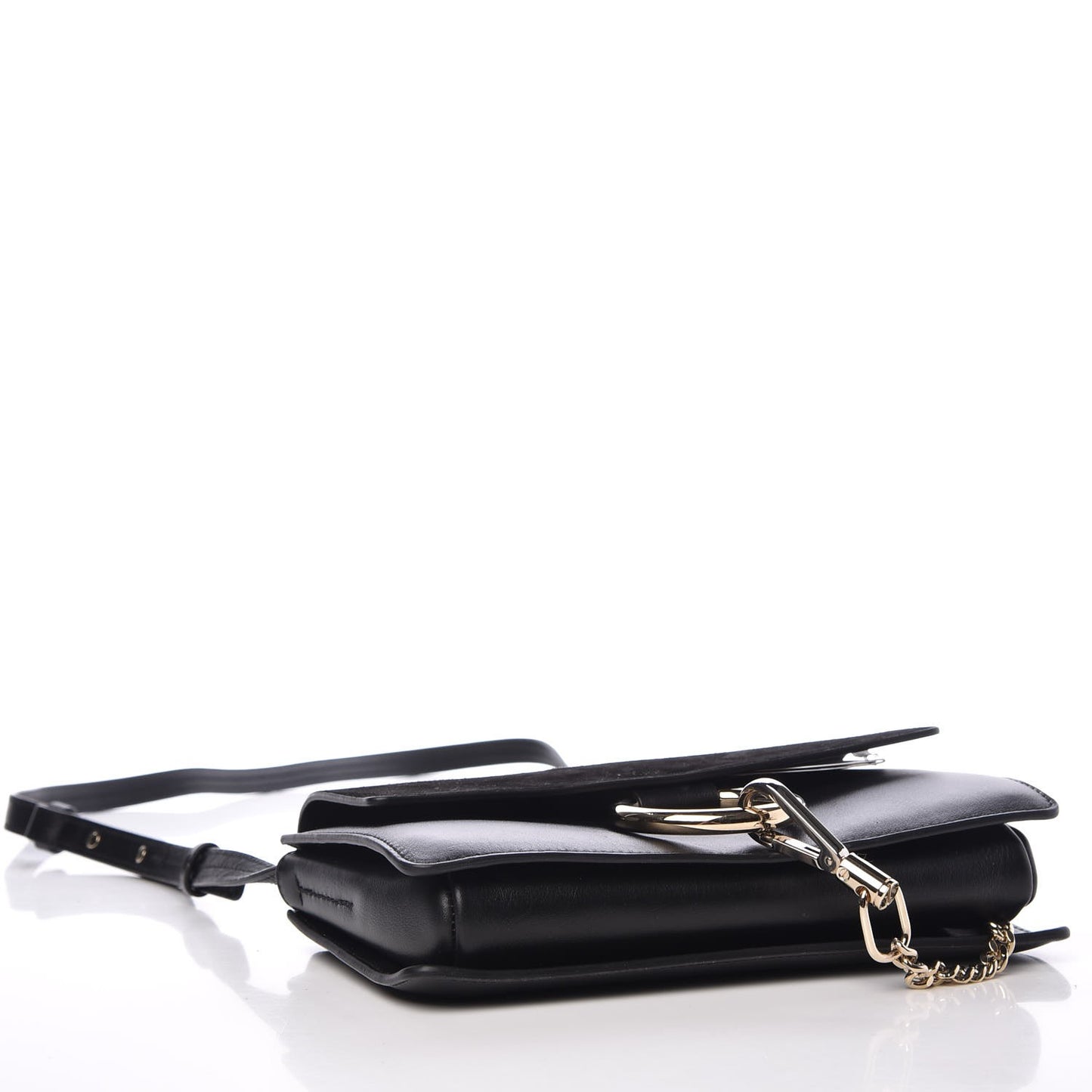Suede Calfskin Small Faye Shoulder Bag Black
