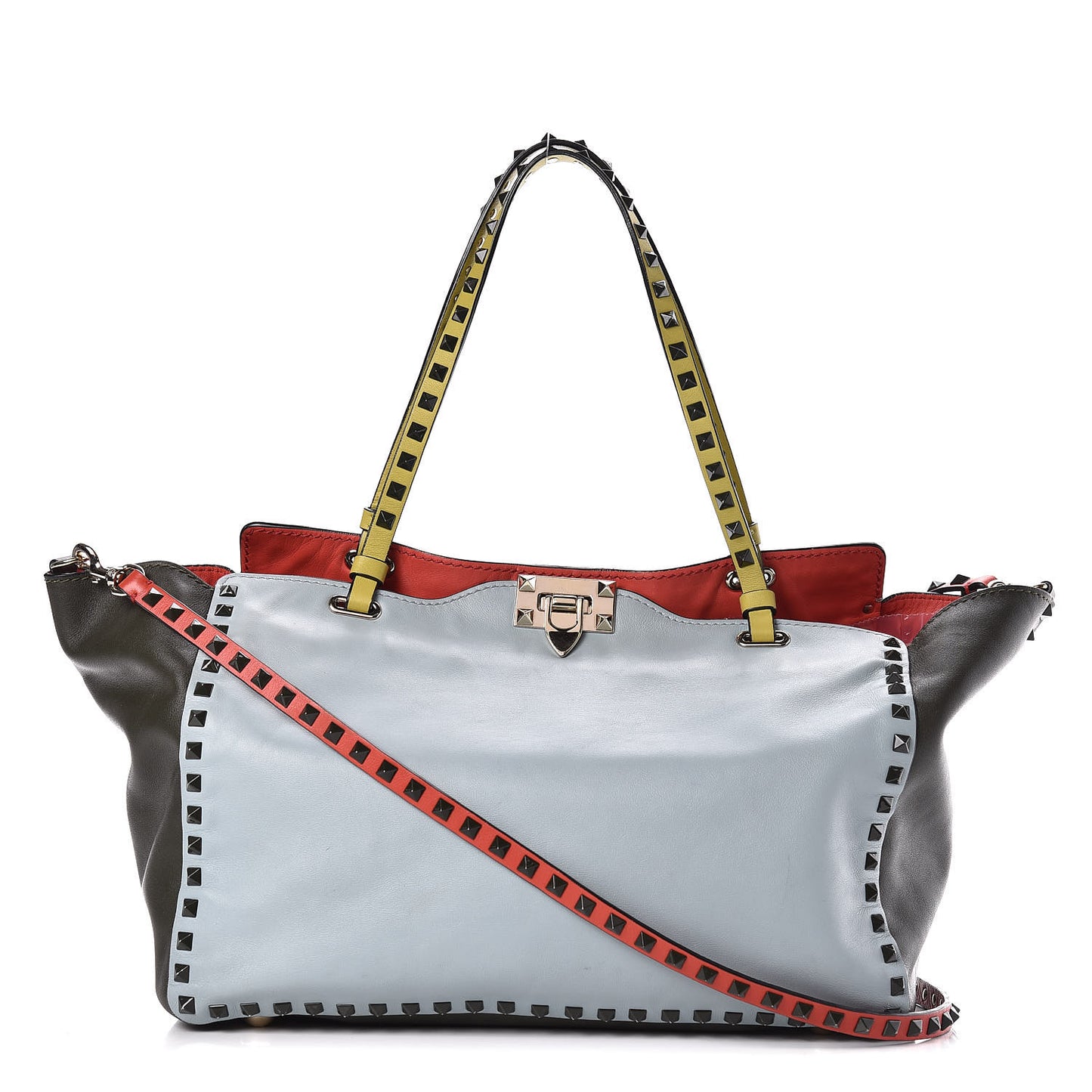 Vitello Colorblock Medium Rockstud Tote Multicolor