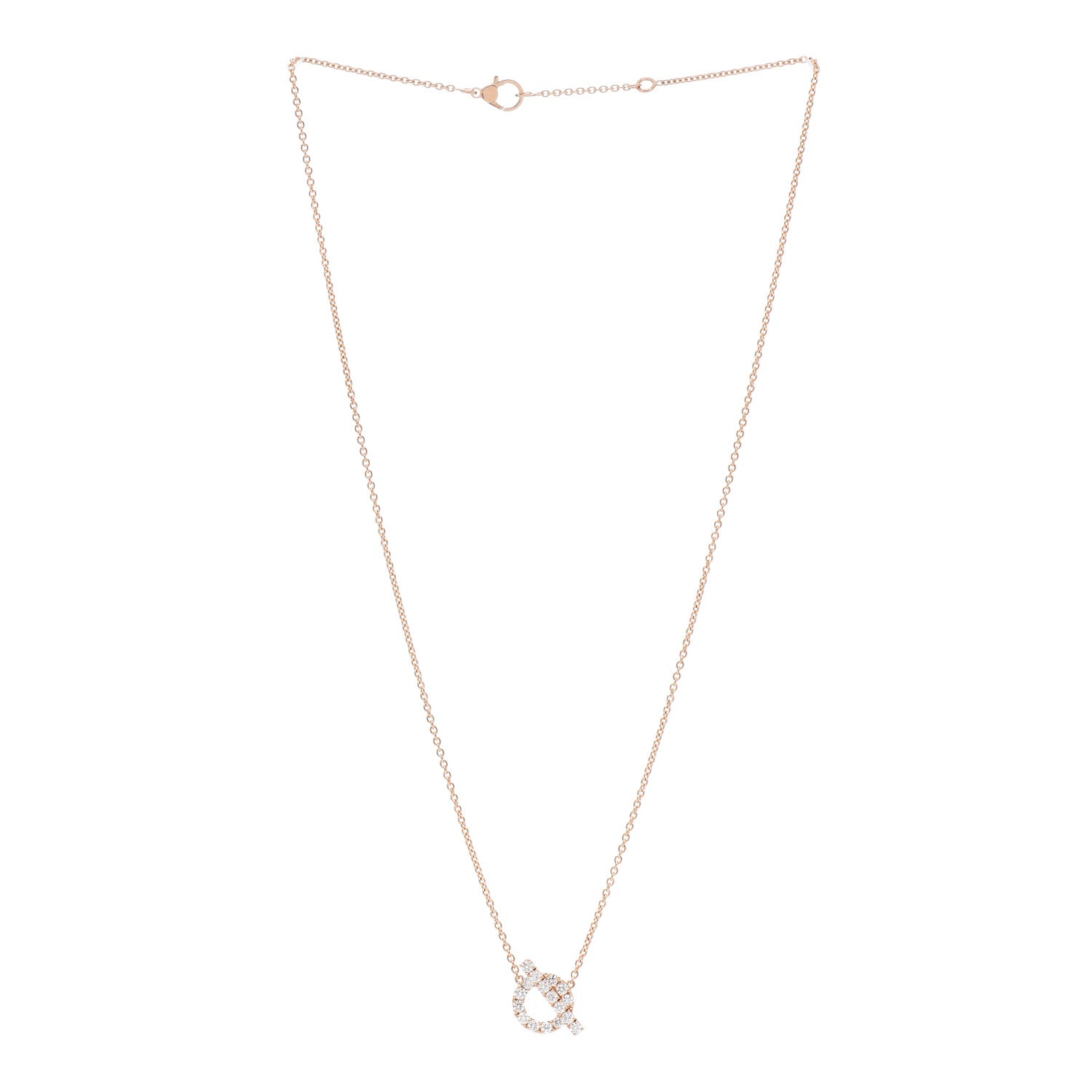 Hermes 18K Rose Gold Diamond Finesse Pendant Necklace 3 of 6