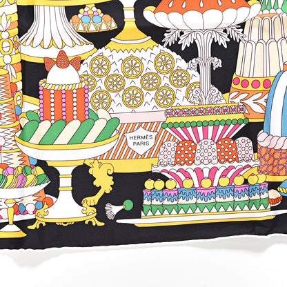 Hermes Silk La Patisserie Francaise Scarf 90 Orange Black Multicolor 3 of 7