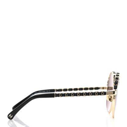 Chanel Metal Calfskin Round Chain Sunglasses 4265-Q Black 3 of 8