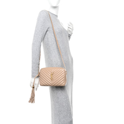 Saint Laurent Calfskin Matelasse Monogram Lou Camera Bag Dark Beige 2 of 17