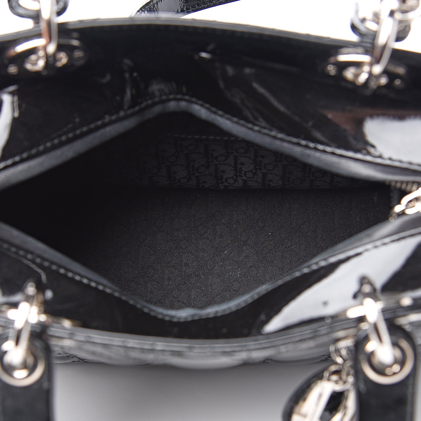 Patent Cannage Medium Lady Dior Black