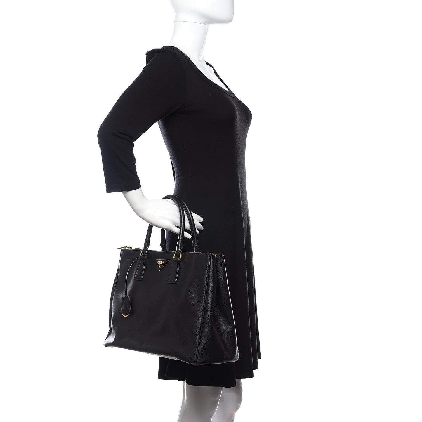 Saffiano Large Galleria Double Zip Tote Black