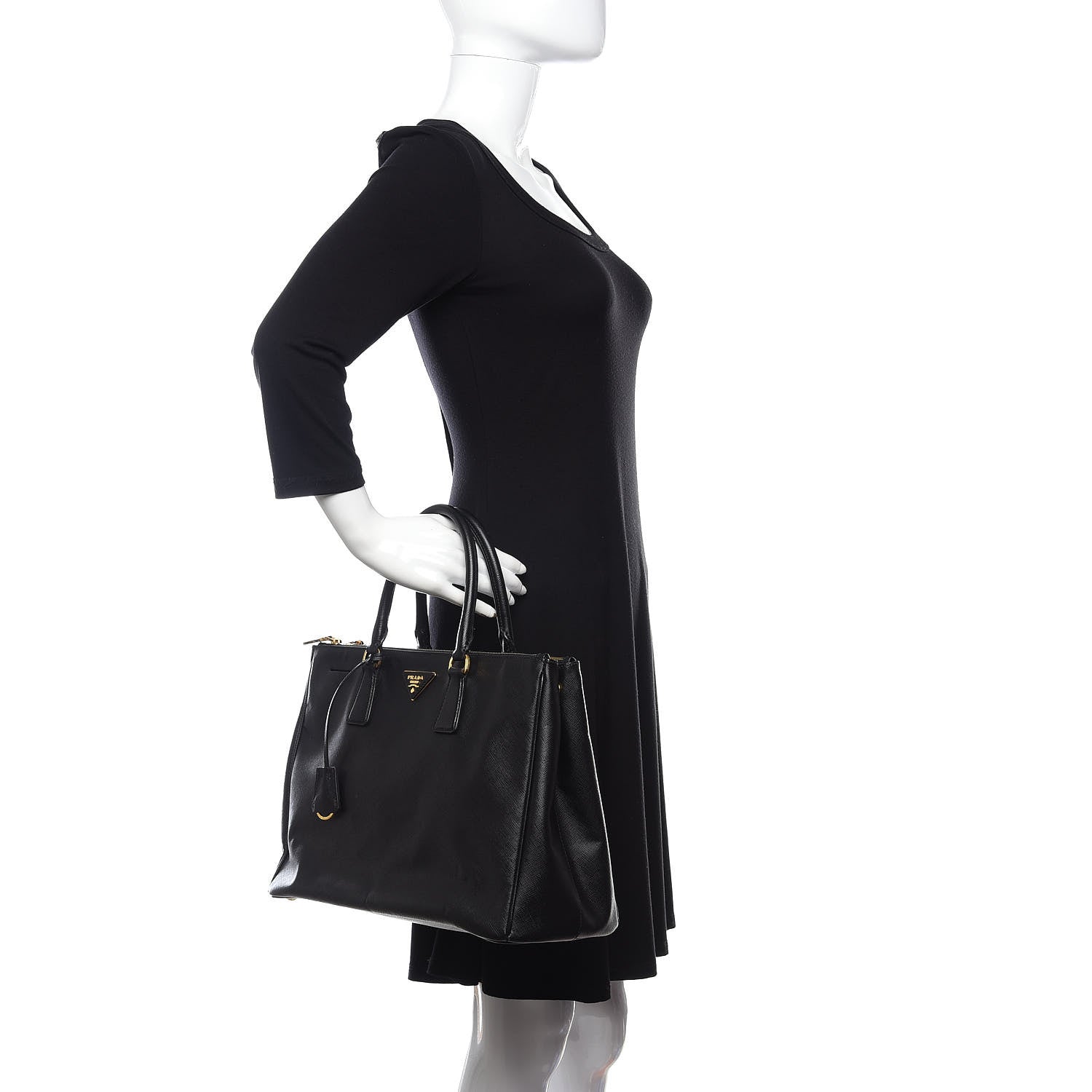 Prada Saffiano Large Galleria Double Zip Tote Black 2 of 9