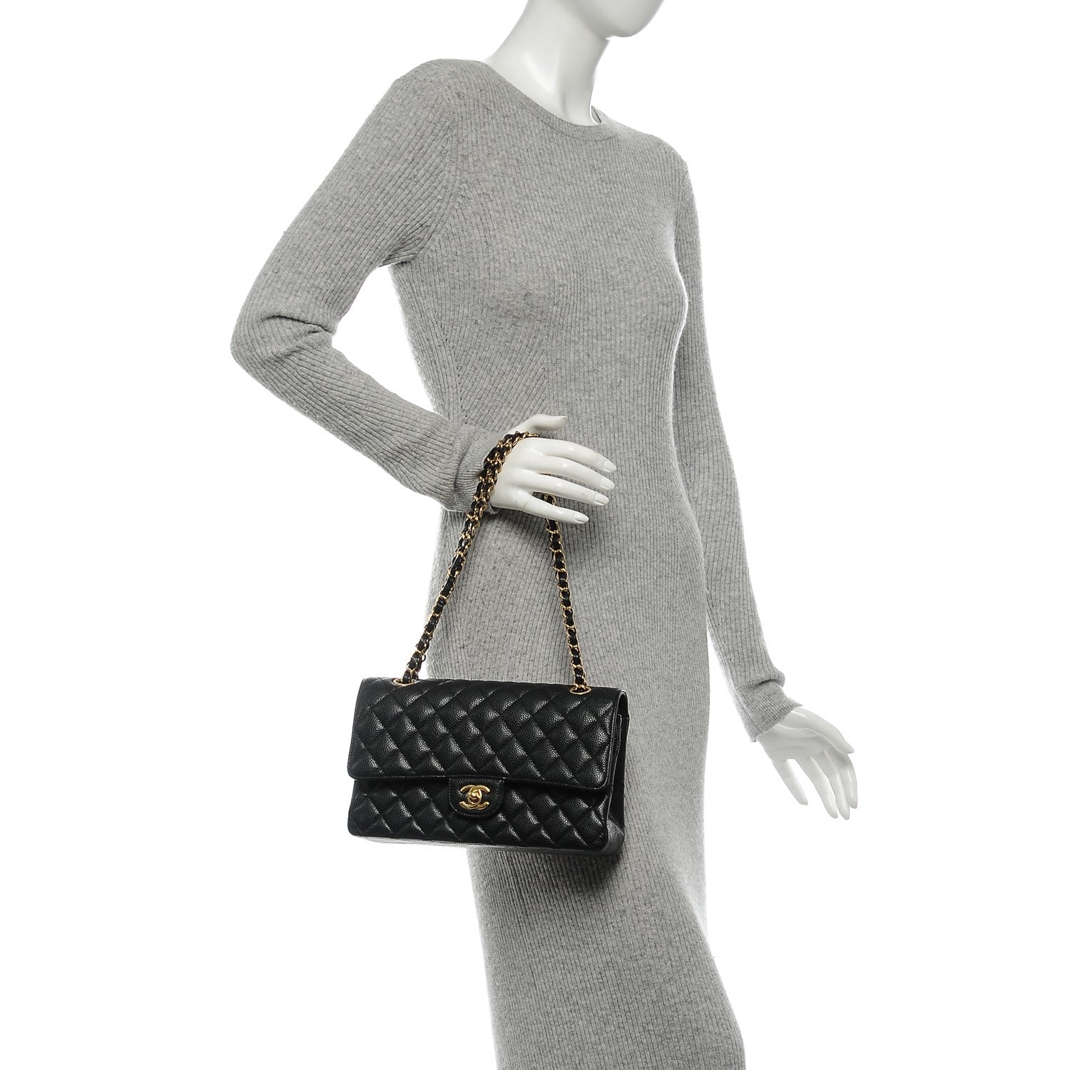 Chanel Caviar Quilted Medium Double Flap Black 2 of 7