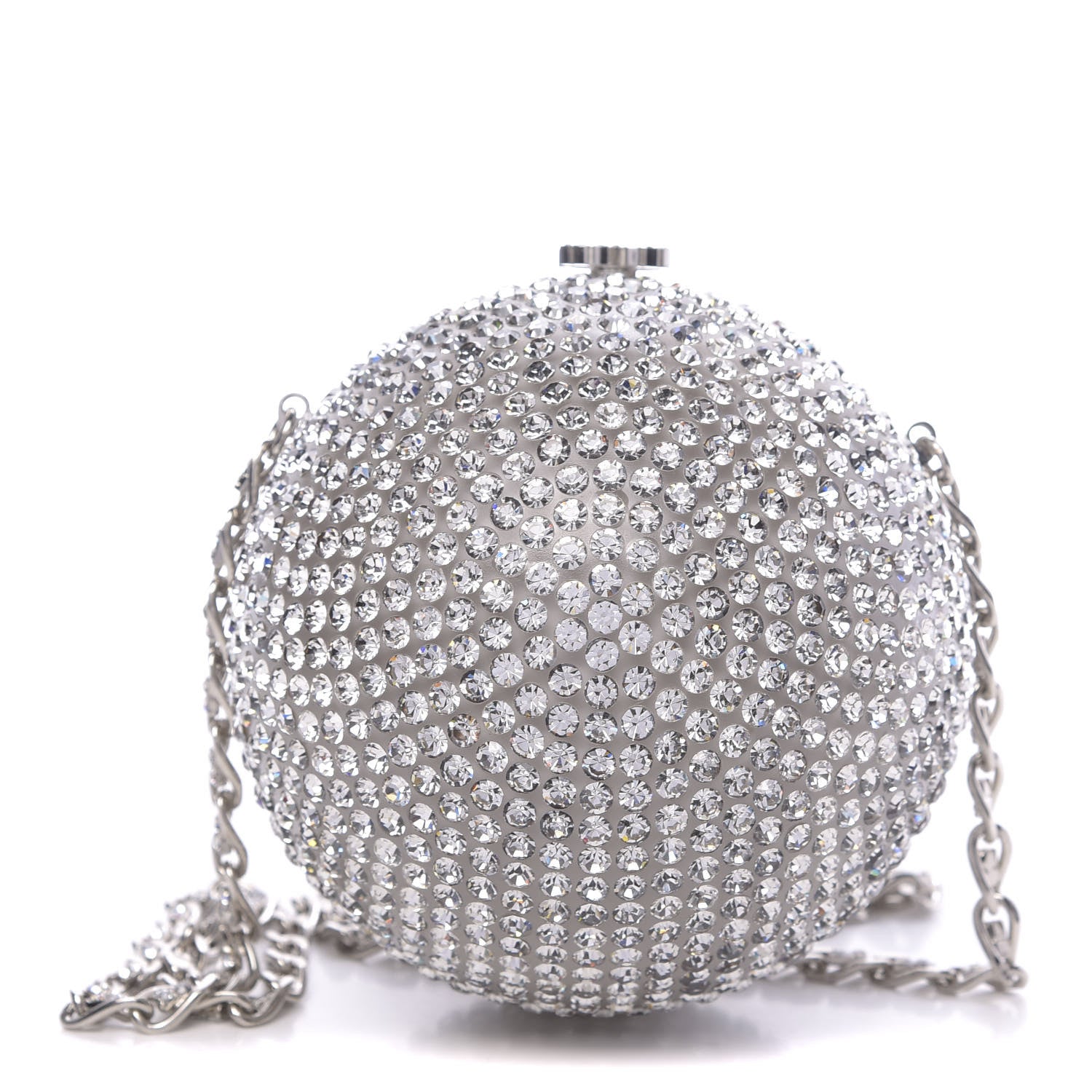 Chanel Plexiglass Strass CC Round Minaudiere Clutch Silver 1 of 16
