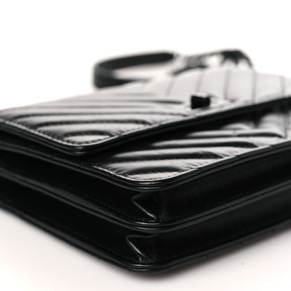 Chanel Aged Calfskin Chevron Quilted Reissue 2.55 Square Wallet On Chain WOC So Black 9 of 10