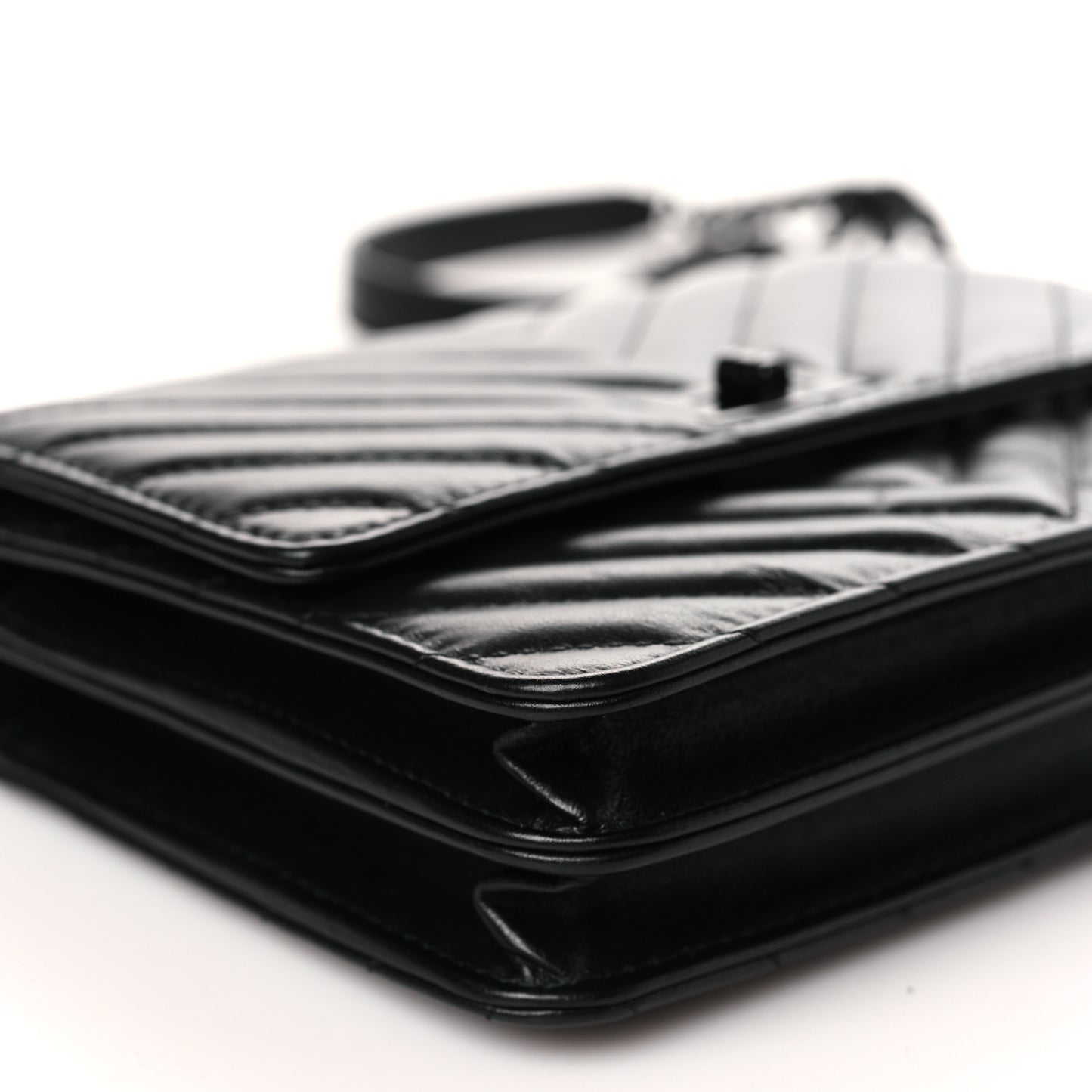 Aged Calfskin Chevron Quilted Reissue 2.55 Square Wallet On Chain WOC So Black