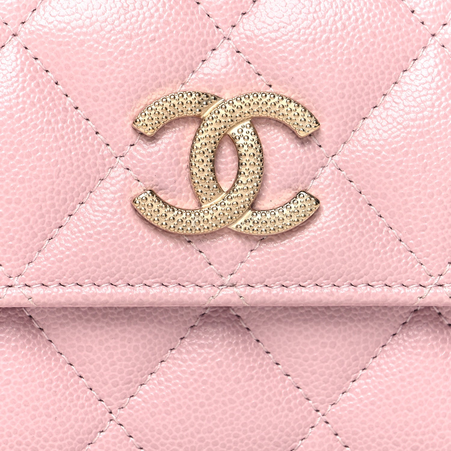 Chanel Caviar Quilted Studded CC Flap Card Holder Light Pink 9 of 10