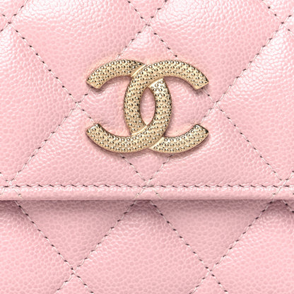 Chanel Caviar Quilted Studded CC Flap Card Holder Light Pink 9 of 10