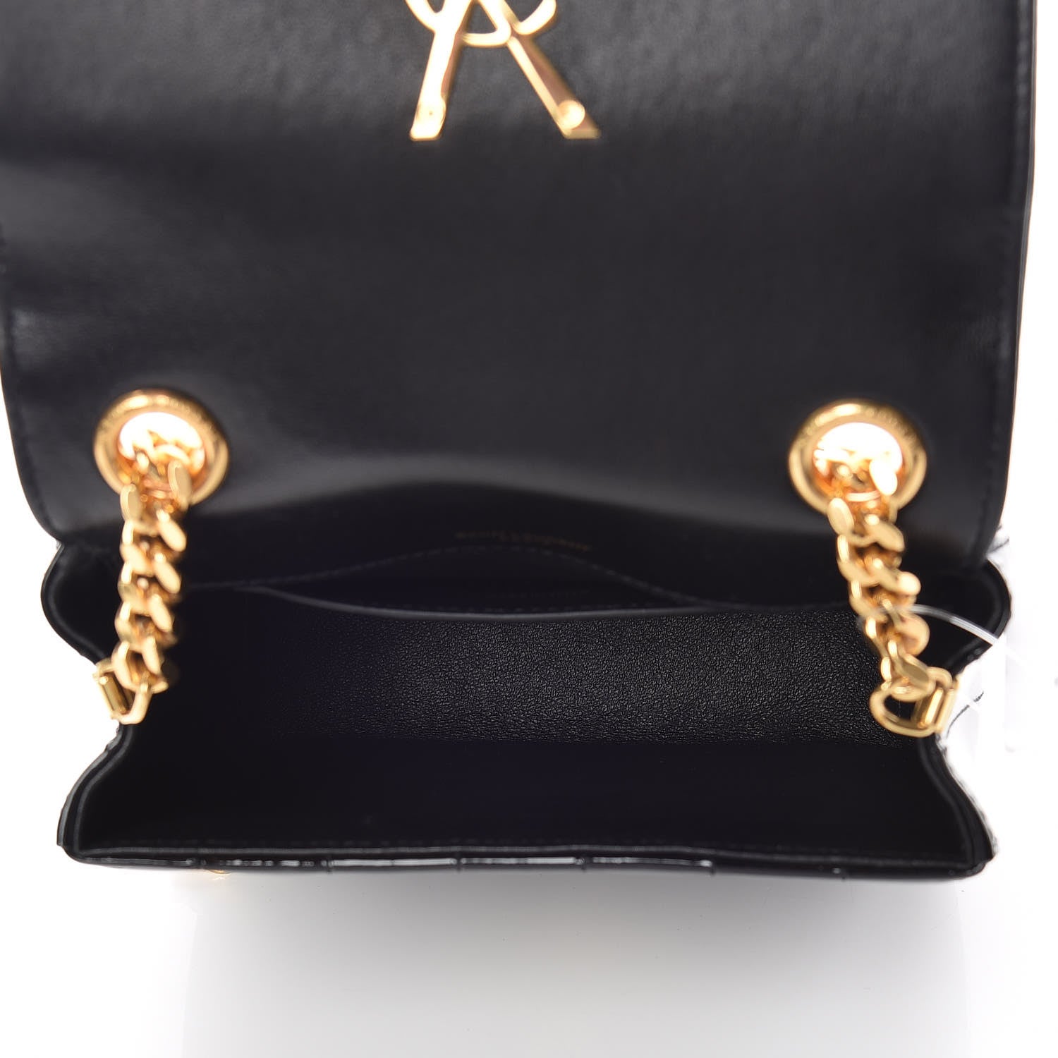 Saint Laurent Patent Calfskin Matelasse Monogram Small Vicky Chain Bag Black 5 of 10