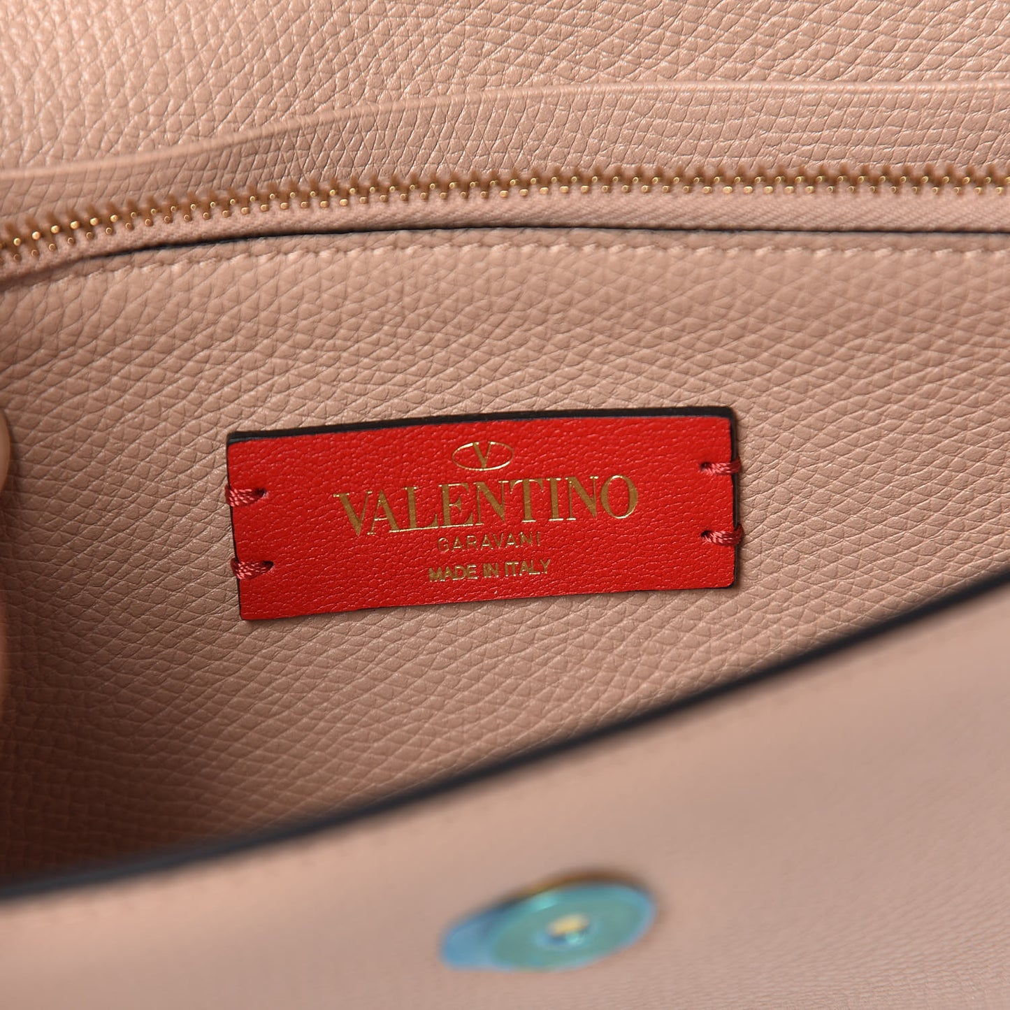 Grainy Calfskin Vlogo Wallet On Chain Rose Cannelle