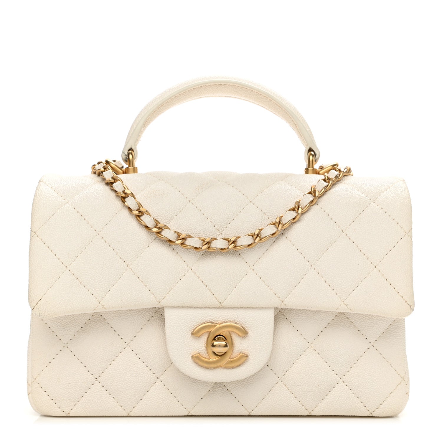 Chanel Caviar Quilted Mini Top Handle Rectangular Flap White 1 of 15