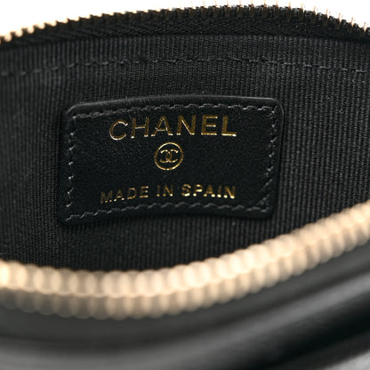 Chanel Caviar Quilted Crystal Zip Card Holder Wallet Black 6 of 7