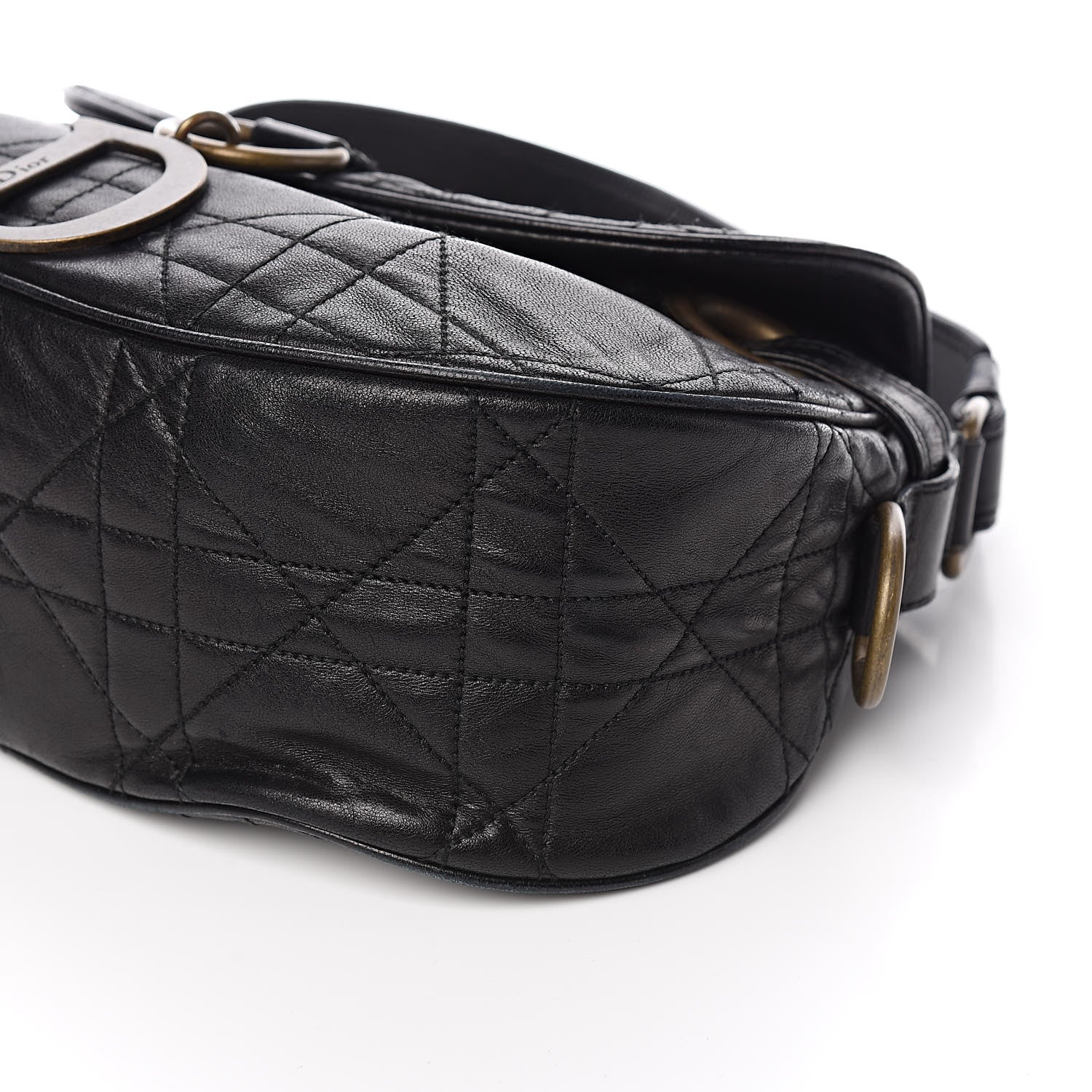 Christian Dior Lambskin Cannage Flap Bag Black 9 of 12