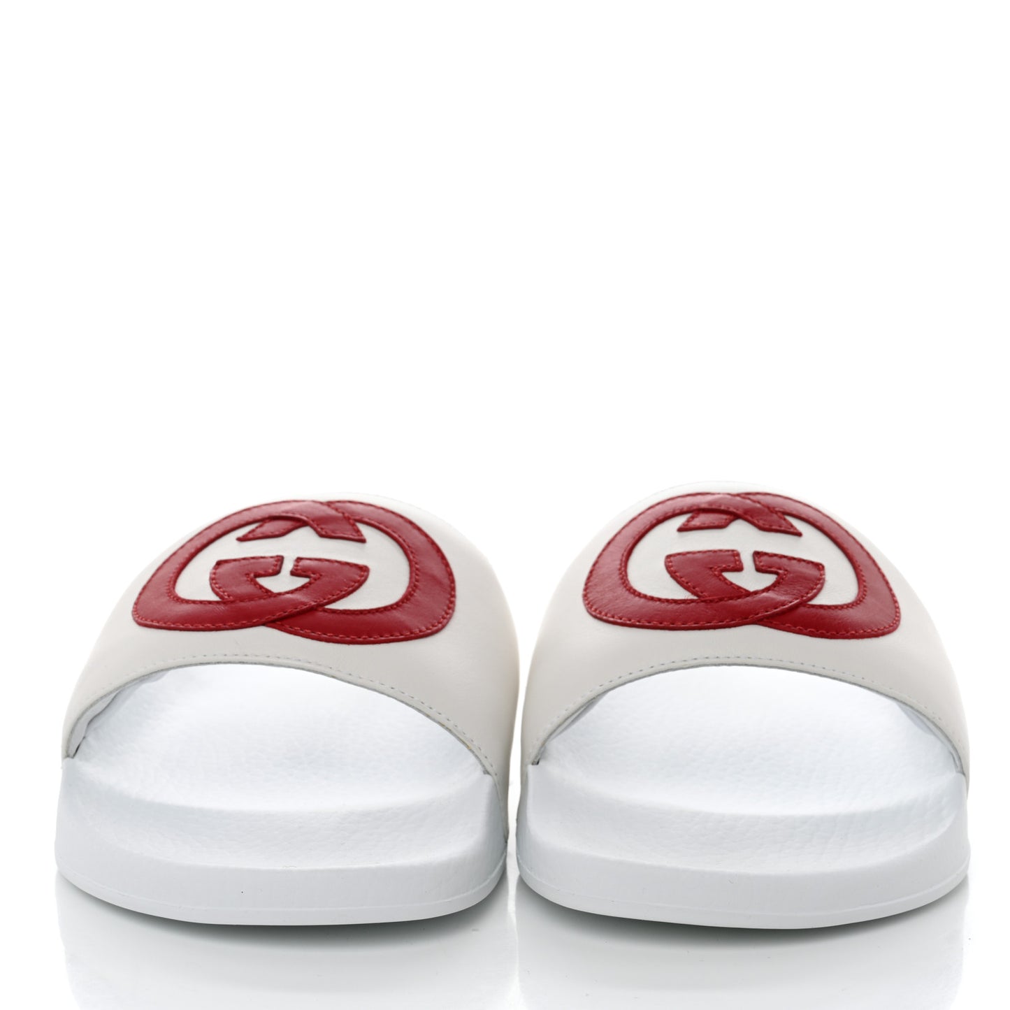 Nappa Miro Soft Calfskin Interlocking G Mens Slide Sandals 9 Great White Hibiscus Red