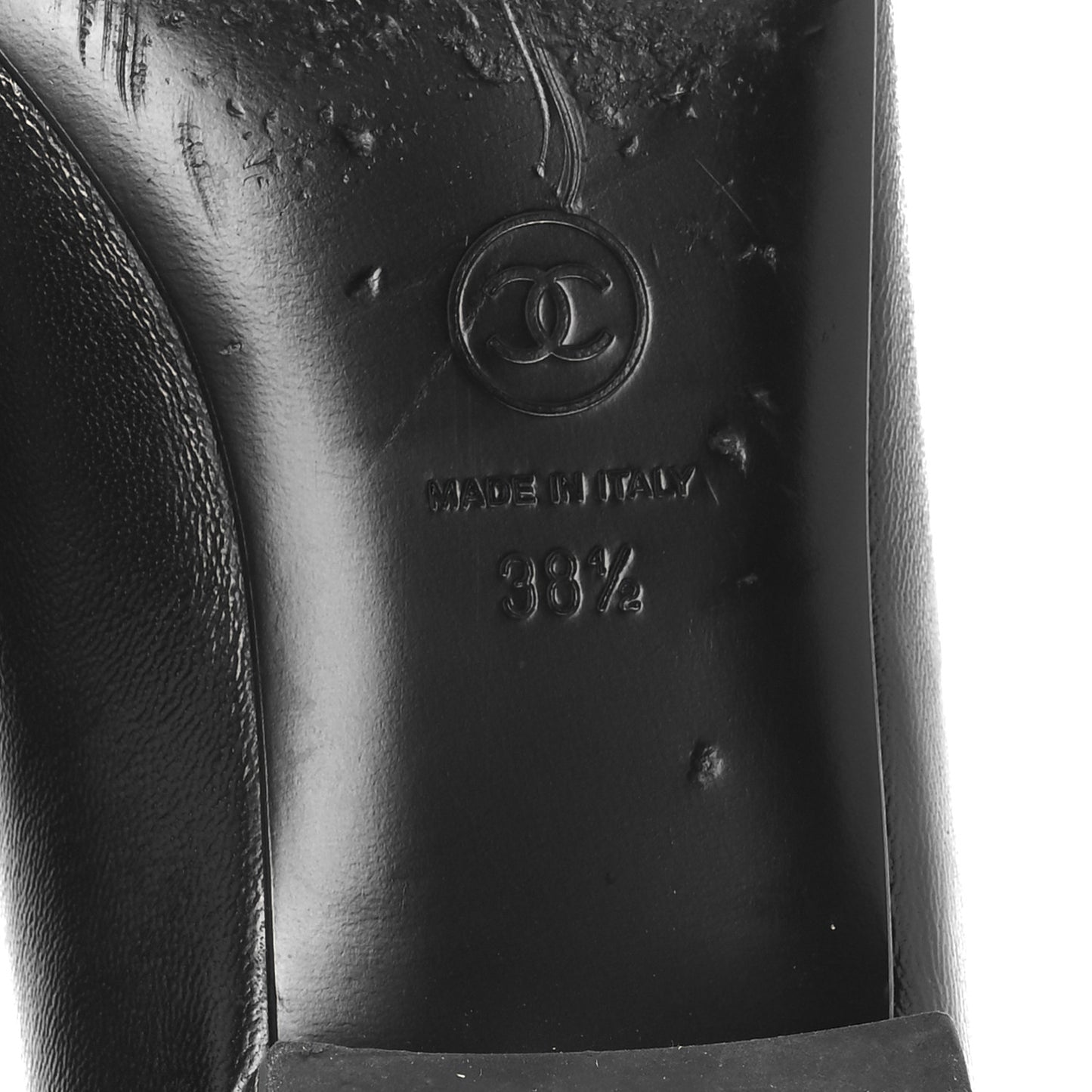 Shiny Lambskin Grosgrain Pearl Mary Jane Flats 38.5 Black