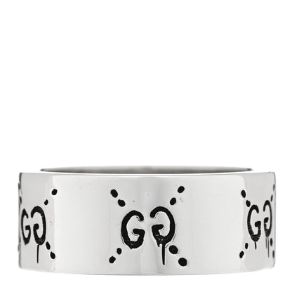 Gucci Sterling Silver GucciGhost Hamlet Skull Band Ring 61 9.5 3 of 5