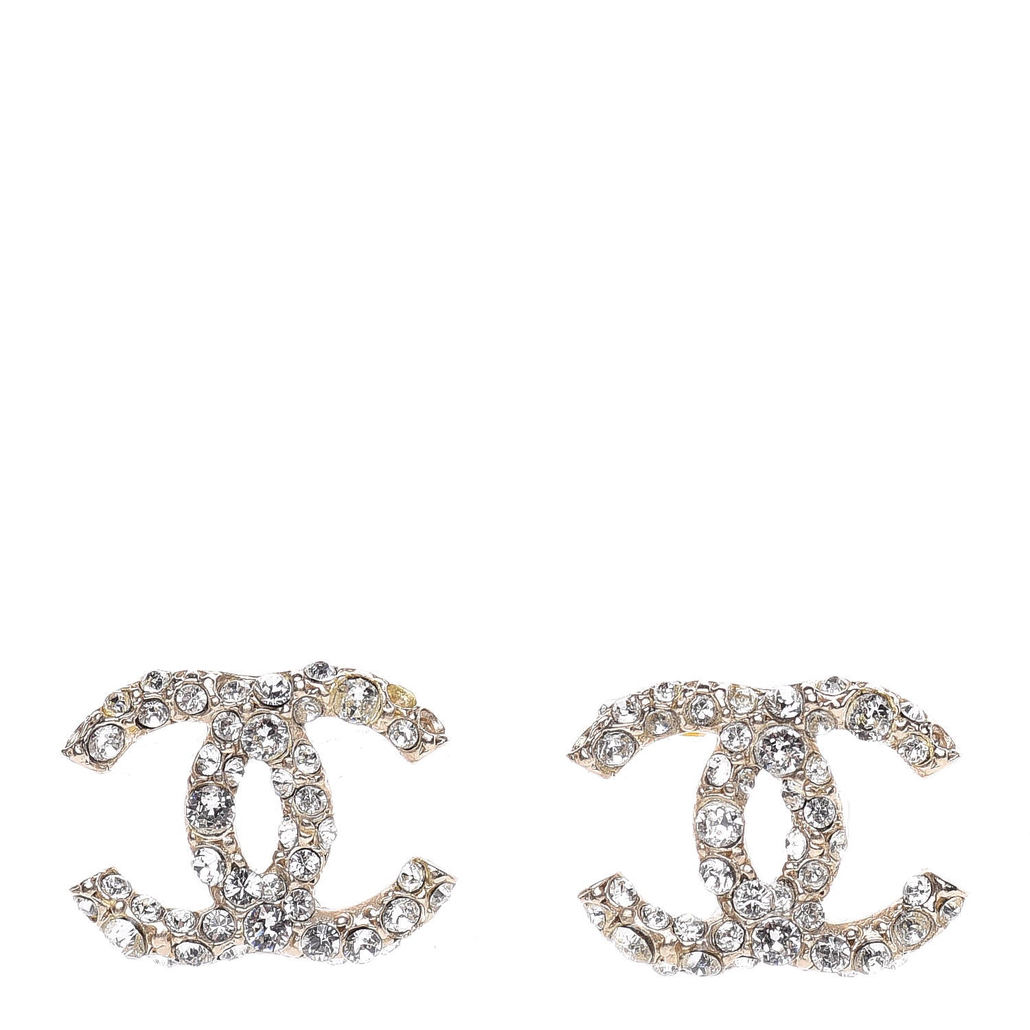 Chanel Crystal CC Earrings Gold 1 of 5