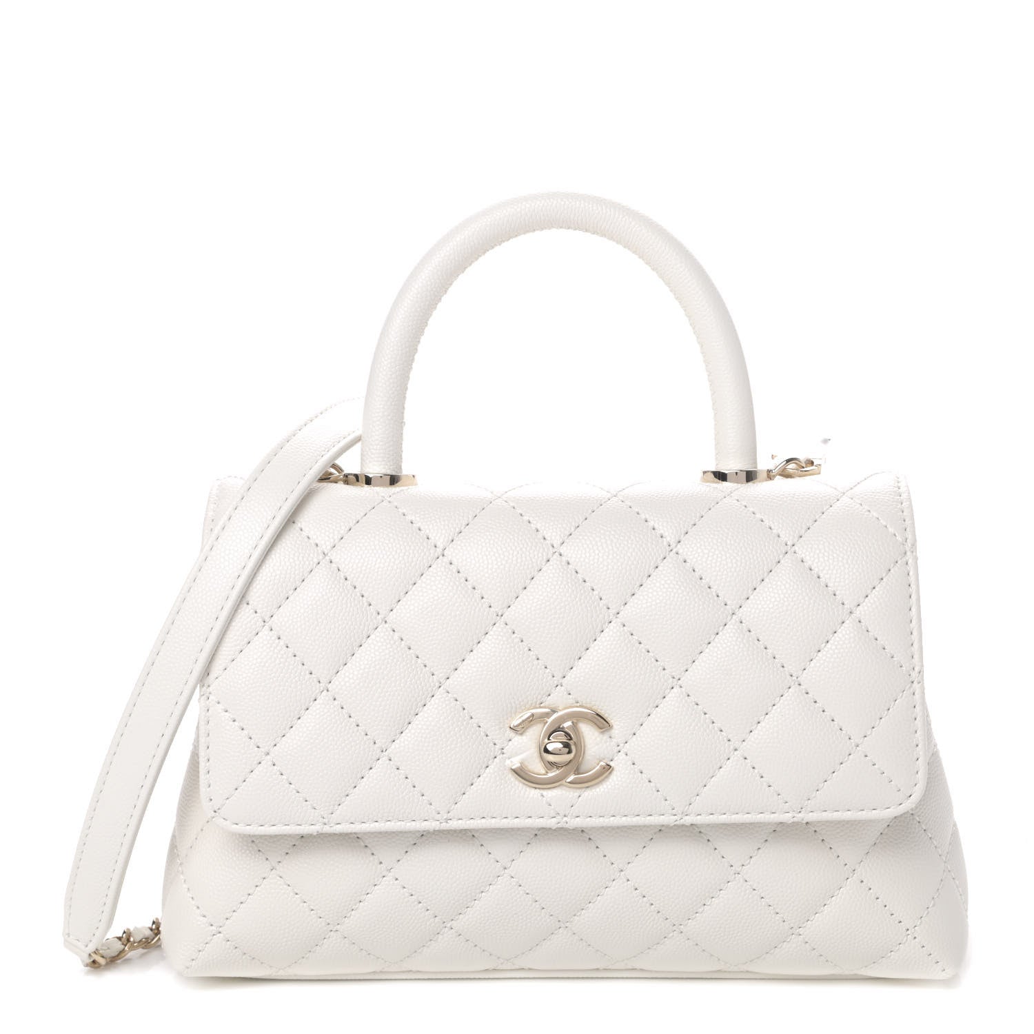 Chanel Caviar Quilted Mini Coco Handle Flap White 1 of 4