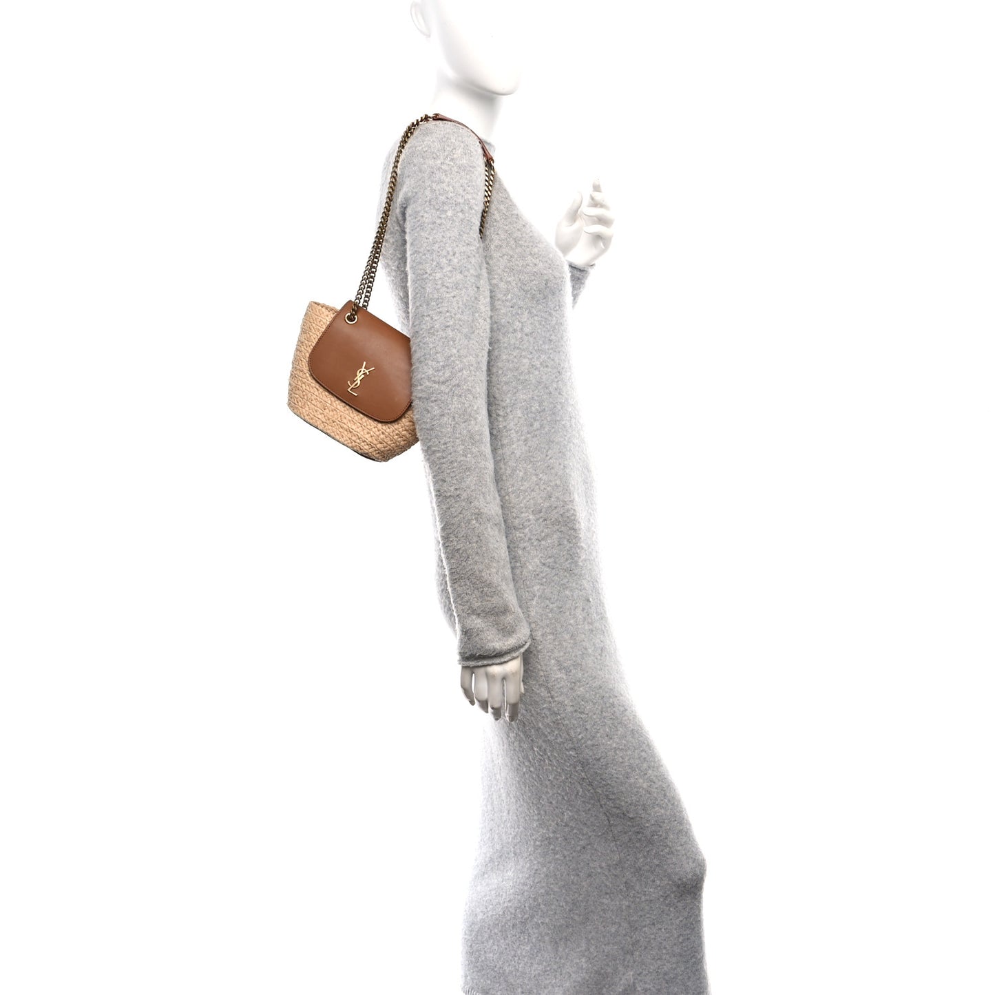 Raffia Calfskin Mini Manon Natural Brick