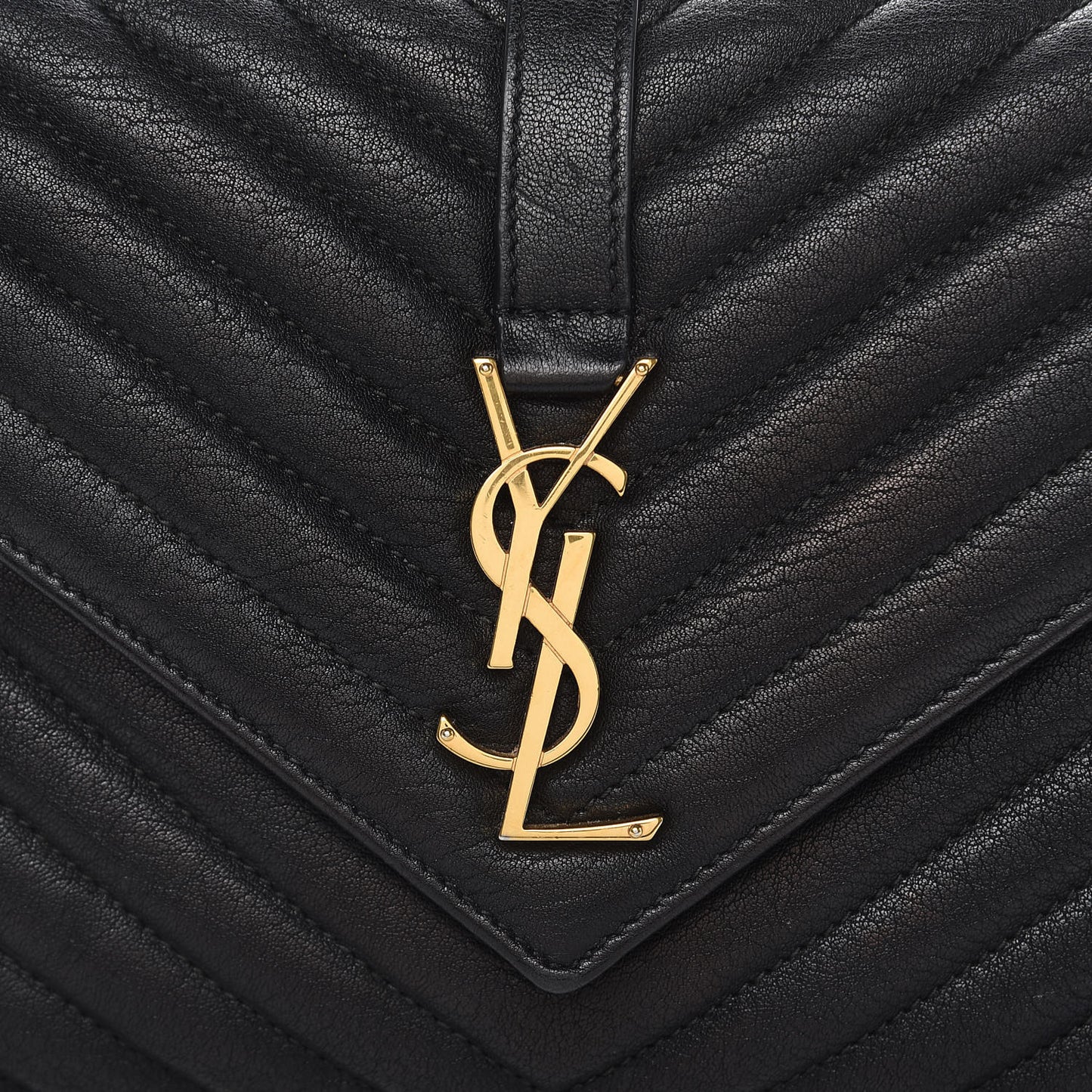 Sheepskin Matelasse Chevron Monogram Medium College Bag Black