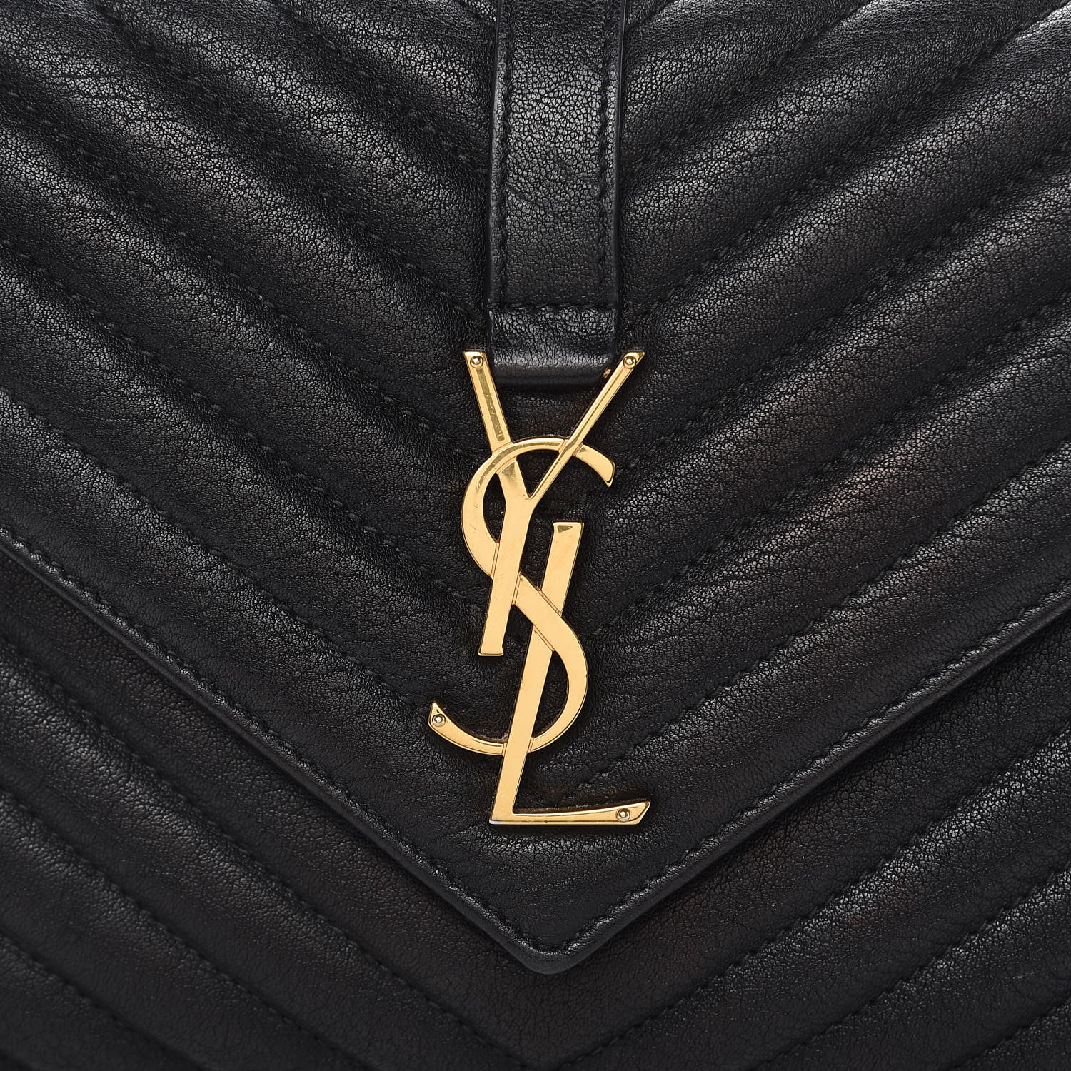 Saint Laurent Sheepskin Matelasse Chevron Monogram Medium College Bag Black 10 of 13