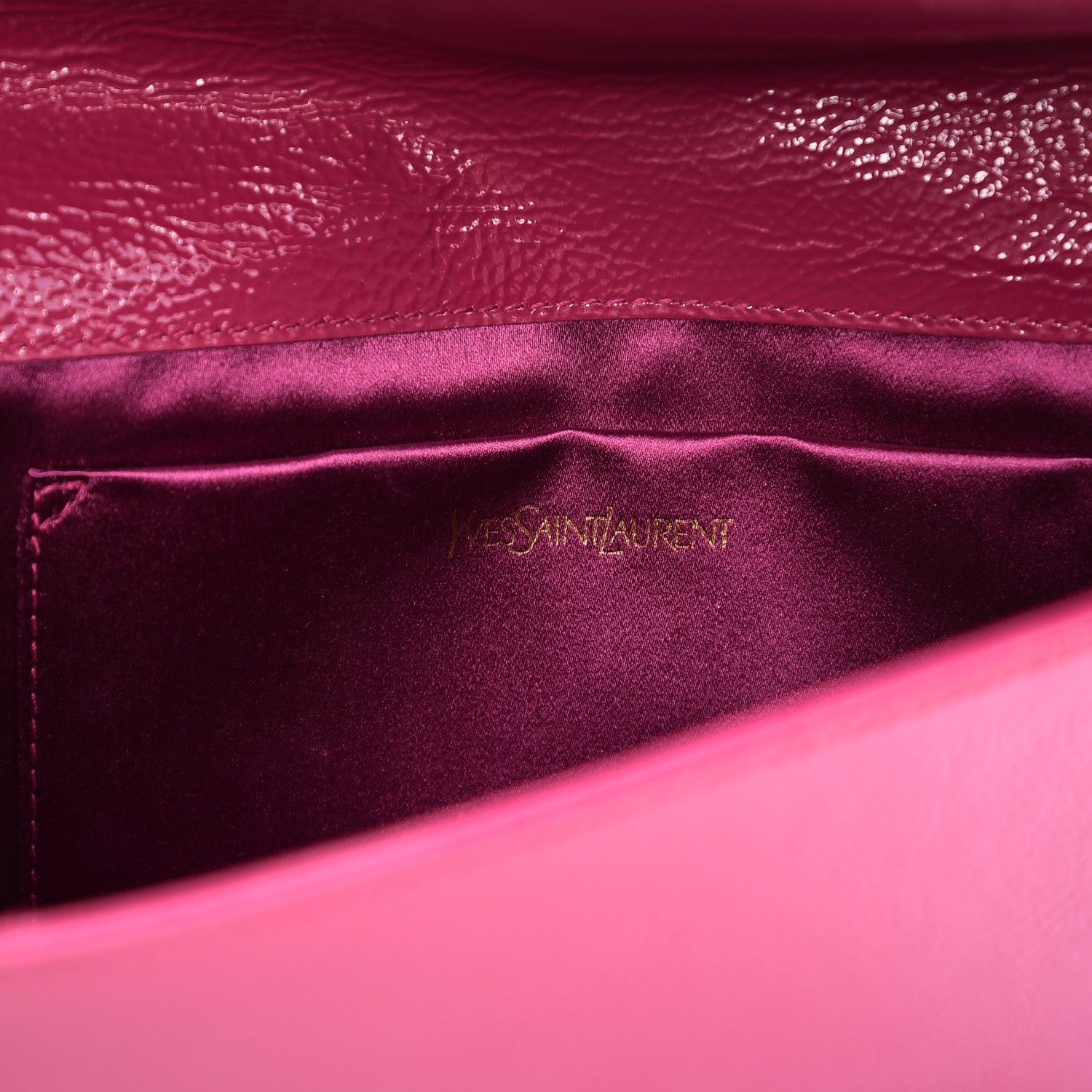 Saint Laurent Textured Patent Monogram Large Belle De Jour Clutch Fuchsia 6 of 6