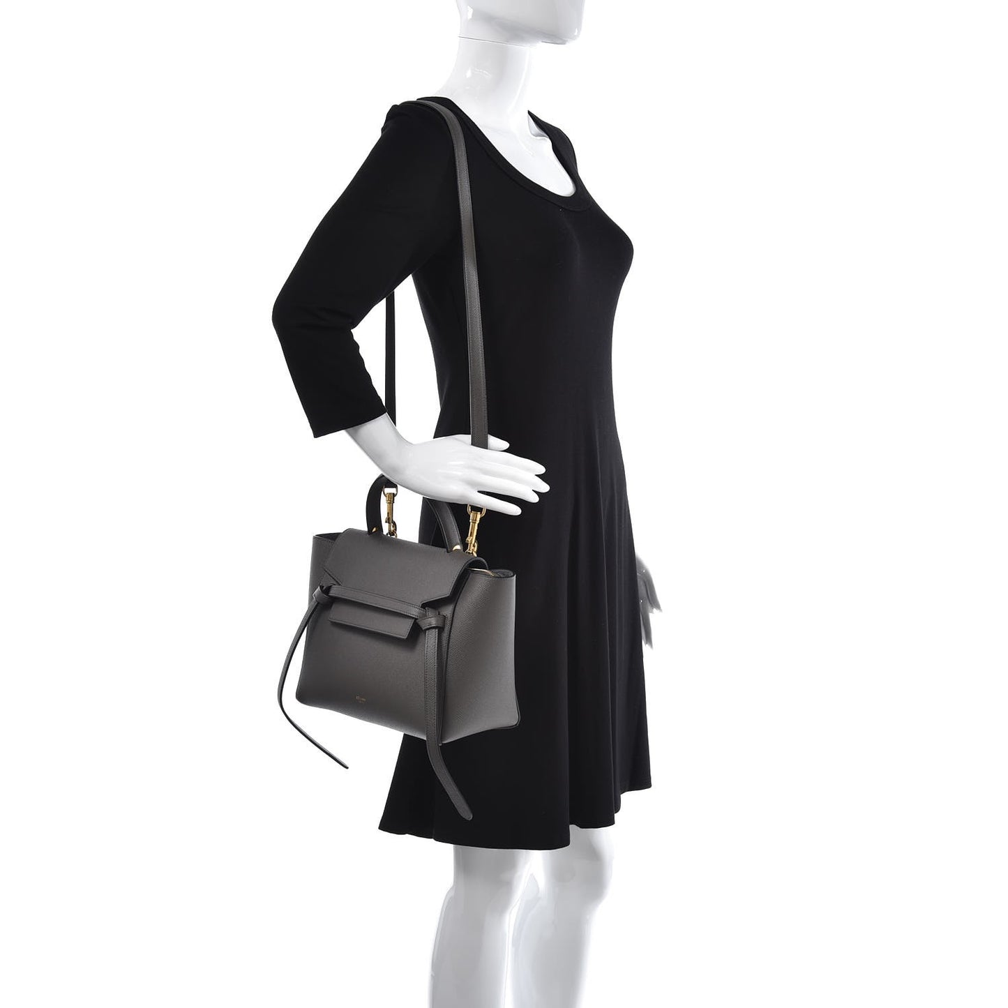 Grained Calfskin Micro Belt Bag Grey