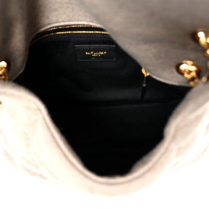 Saint Laurent Jersey Quilted Small Loulou Puffer Monogram Chain Satchel Chalk Beige 5 of 10