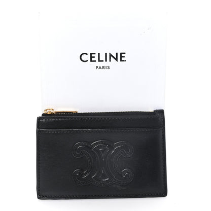 Celine Triomphe Calfskin Zipped Card Holder Black 8 of 8