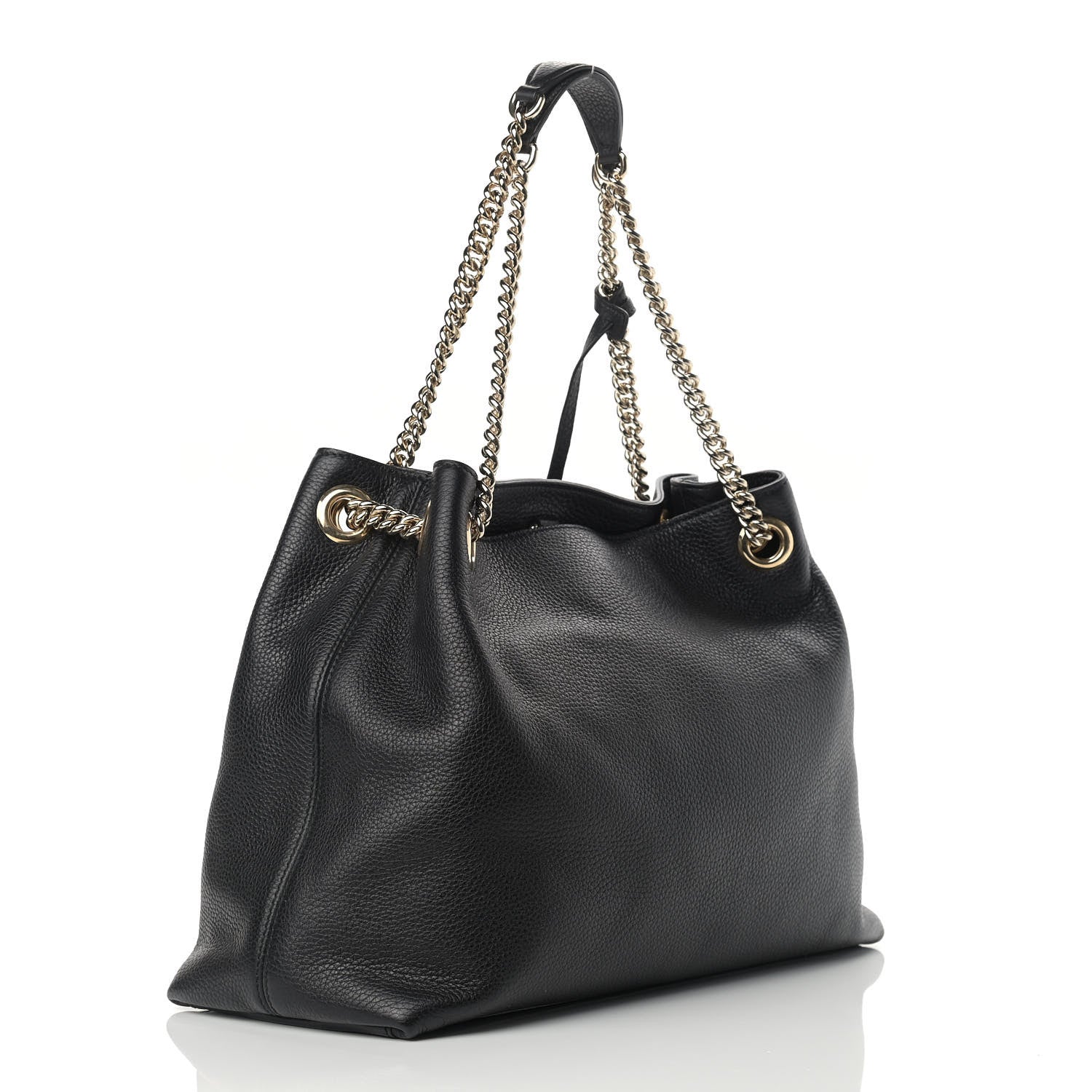 Gucci Pebbled Calfskin Medium Soho Chain Shoulder Bag Black 3 of 9