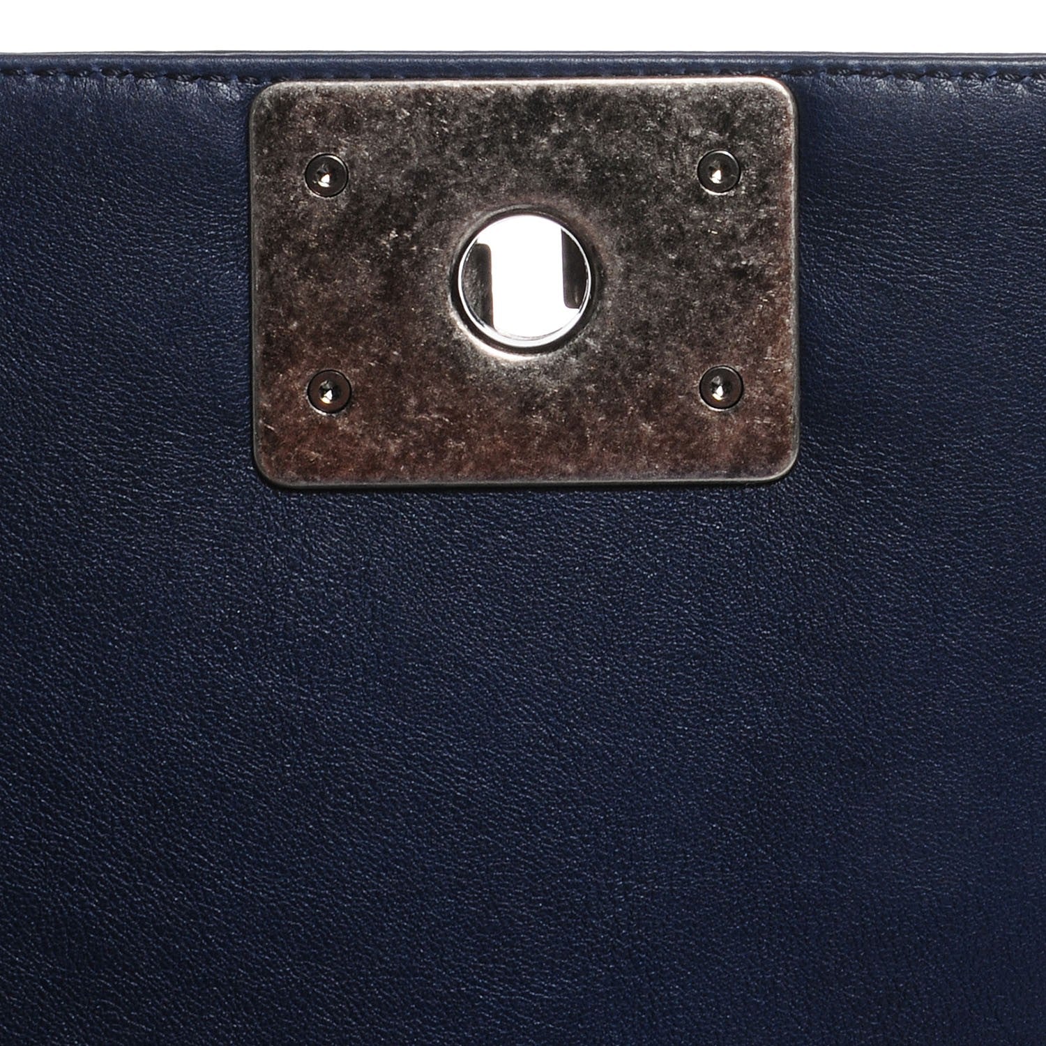 Chanel Calfskin Quilted Double Stitch New Medium Boy Flap Navy Blue 6 of 9