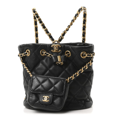 Chanel Calfskin Quilted Small CC Chain Bucket Backpack Black 1 of 10