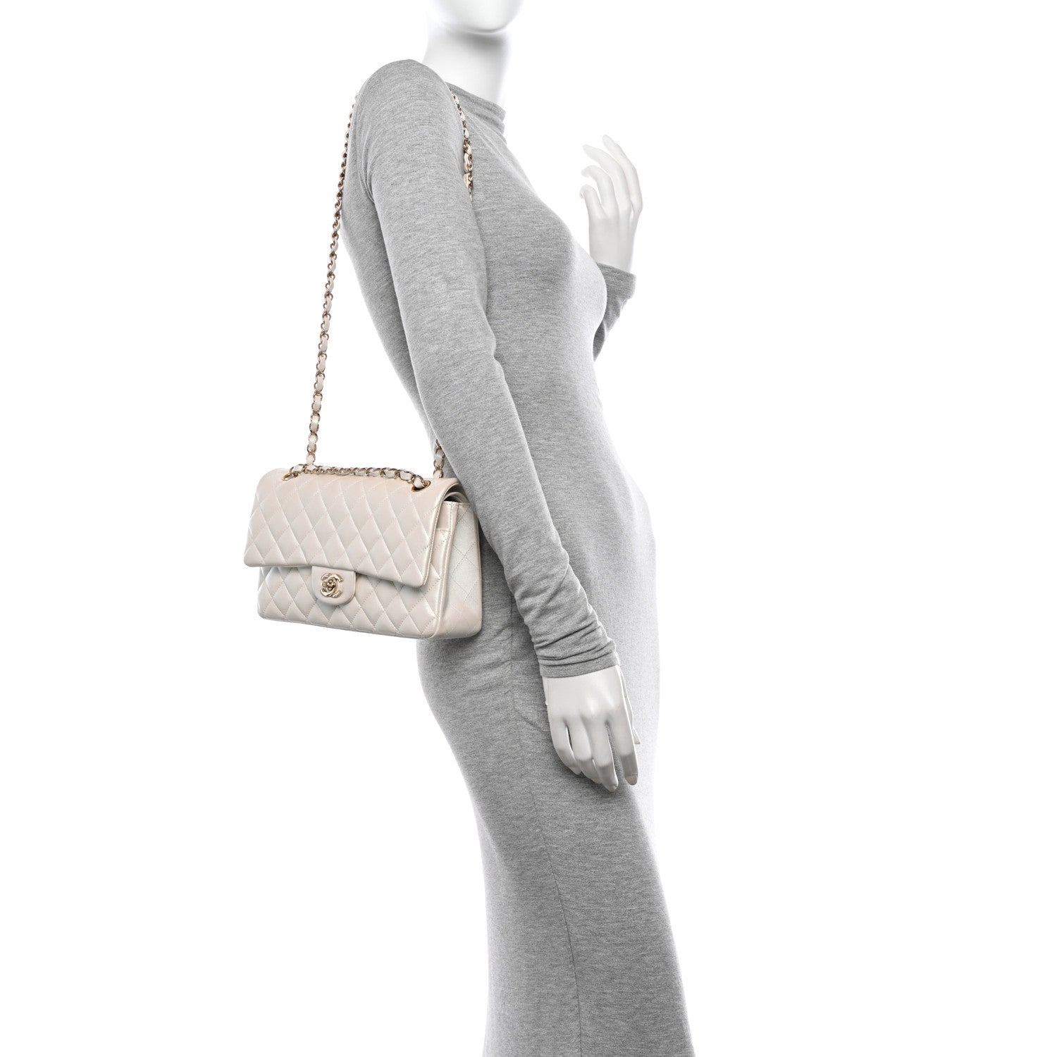 Chanel Iridescent Calfskin Quilted Medium Double Flap White 2 of 13