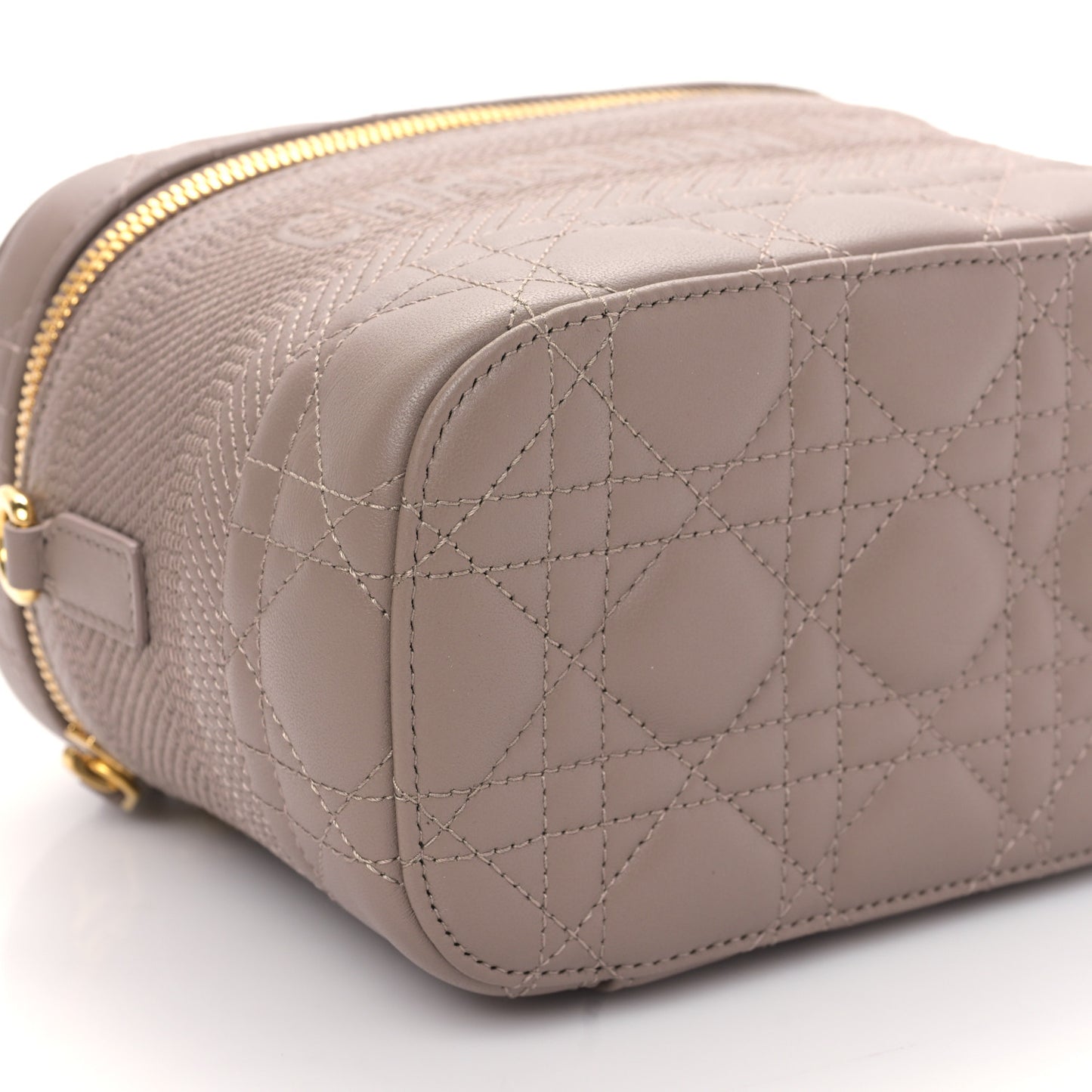 Lambskin Cannage Small Diortravel Vanity Case Warm Taupe