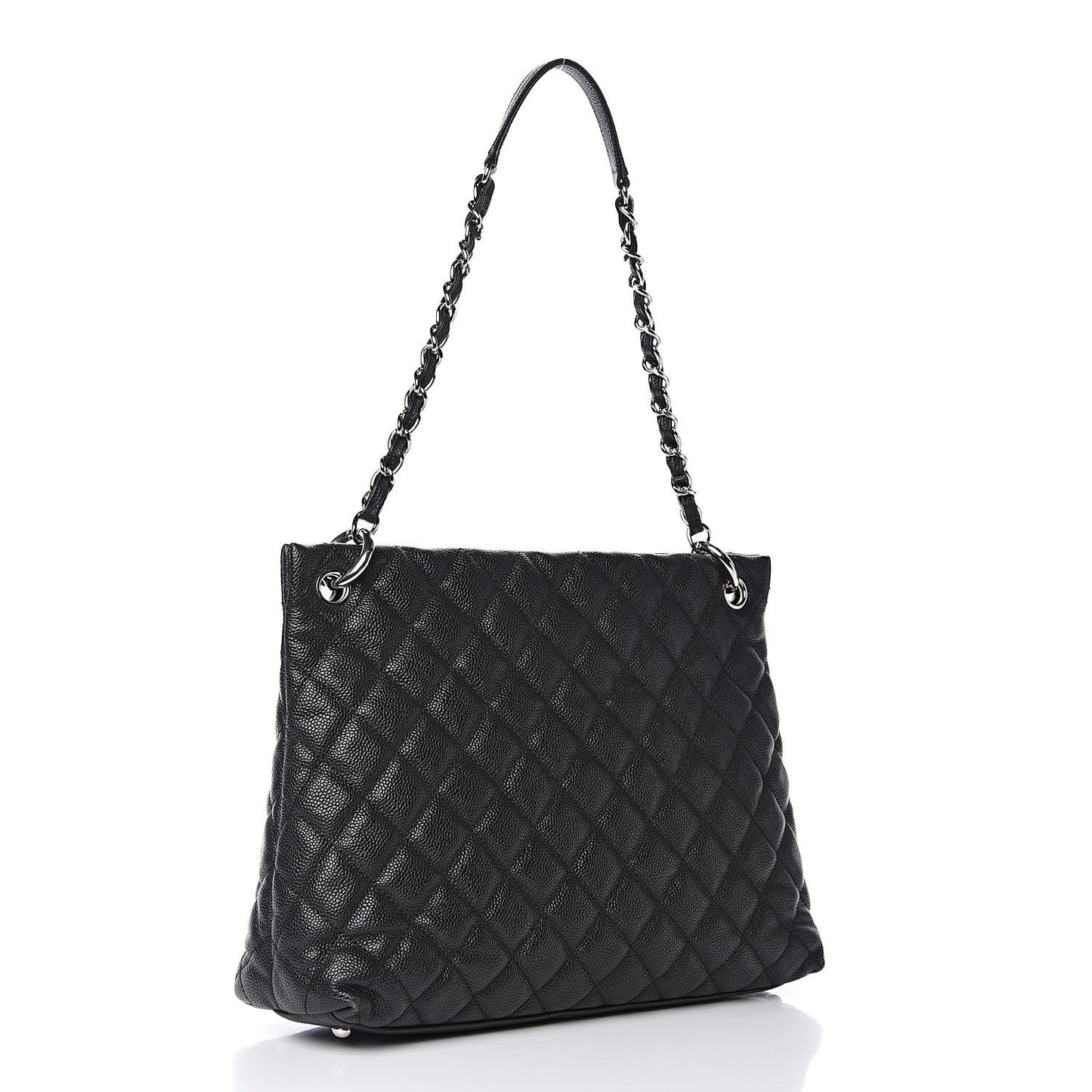 Caviar Quilted CC Shopping Tote Black